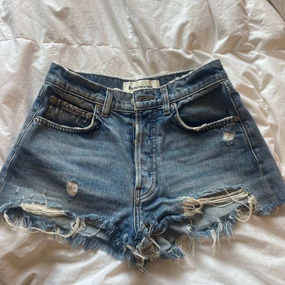 Reformation Charlie High Rise Jean Shorts